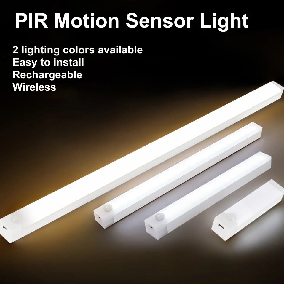 USB Rechargeable Wireless Motion Sensor LED Bar Light Induction Night Light Magnetic Cabinet Portable Cordless Lamp for Kitchen