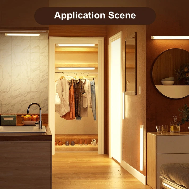 USB Rechargeable Wireless Motion Sensor LED Bar Light Induction Night Light Magnetic Cabinet Portable Cordless Lamp for Kitchen