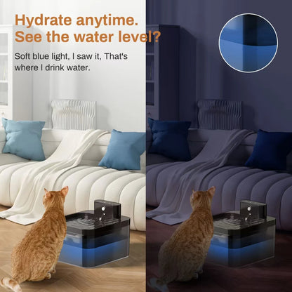 2.2L Automatic Wireless Cat Water Fountain USB Pet Drinker Battery & Sensor 2 in 1 Dispenser drinking fountain for cat dog