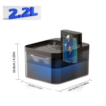 2.2L Automatic Wireless Cat Water Fountain USB Pet Drinker Battery & Sensor 2 in 1 Dispenser drinking fountain for cat dog