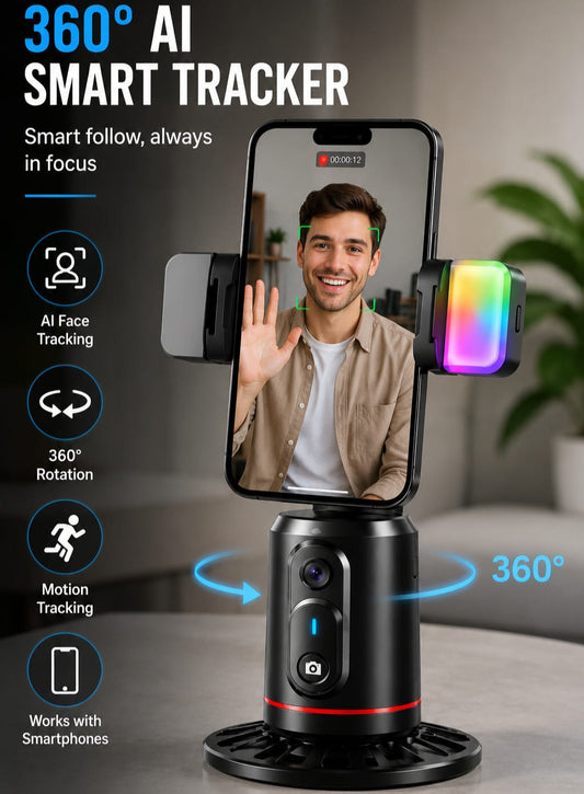 360° Auto Follow Gimbal Stabilizer for Smartphone Anti Shake Handheld Stand Live Stream Vlog Recording